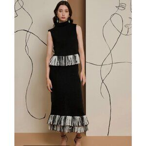 NWT Ghospell Kendra Fringe Maxi Skirt  Sweater Set